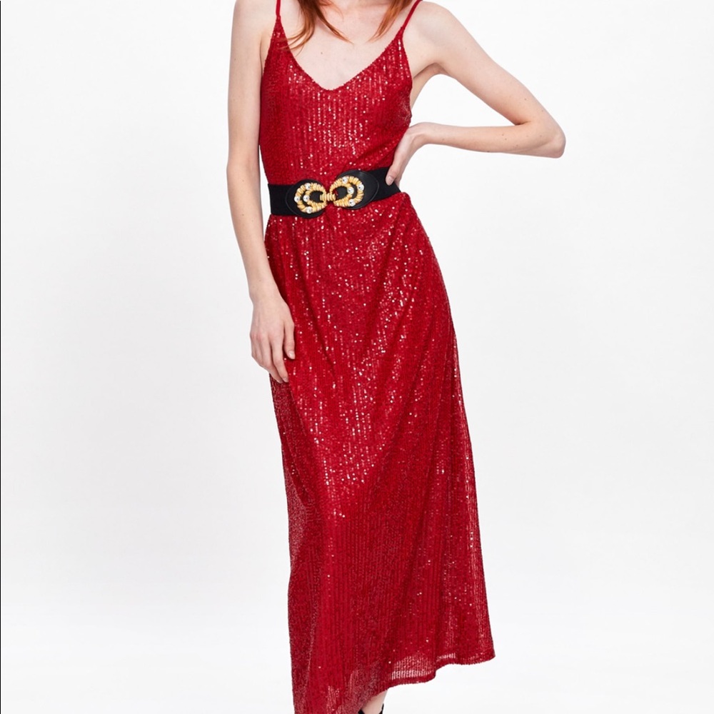ZARA RED SPARKLY DRESS